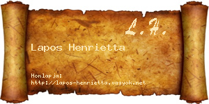 Lapos Henrietta névjegykártya